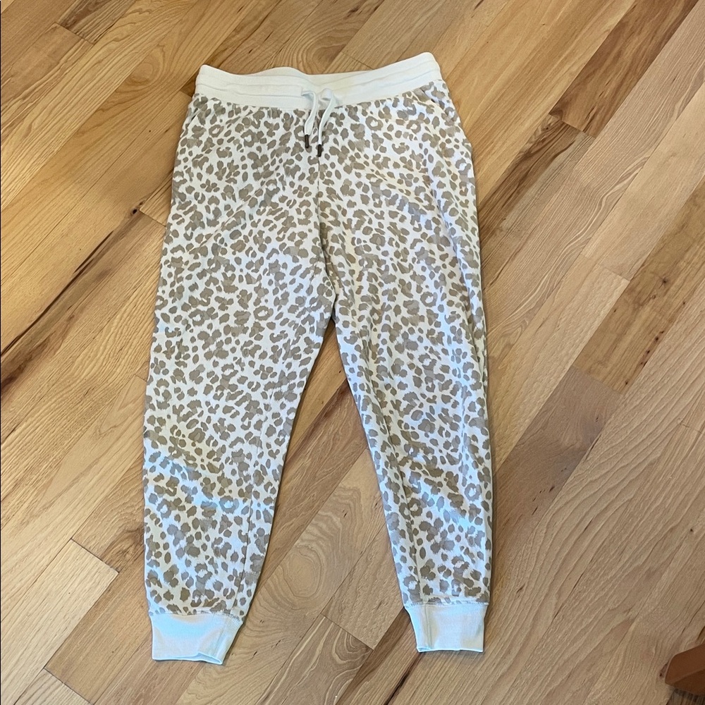 Old Navy Women's Animal Print Joggers - Cream and Brown